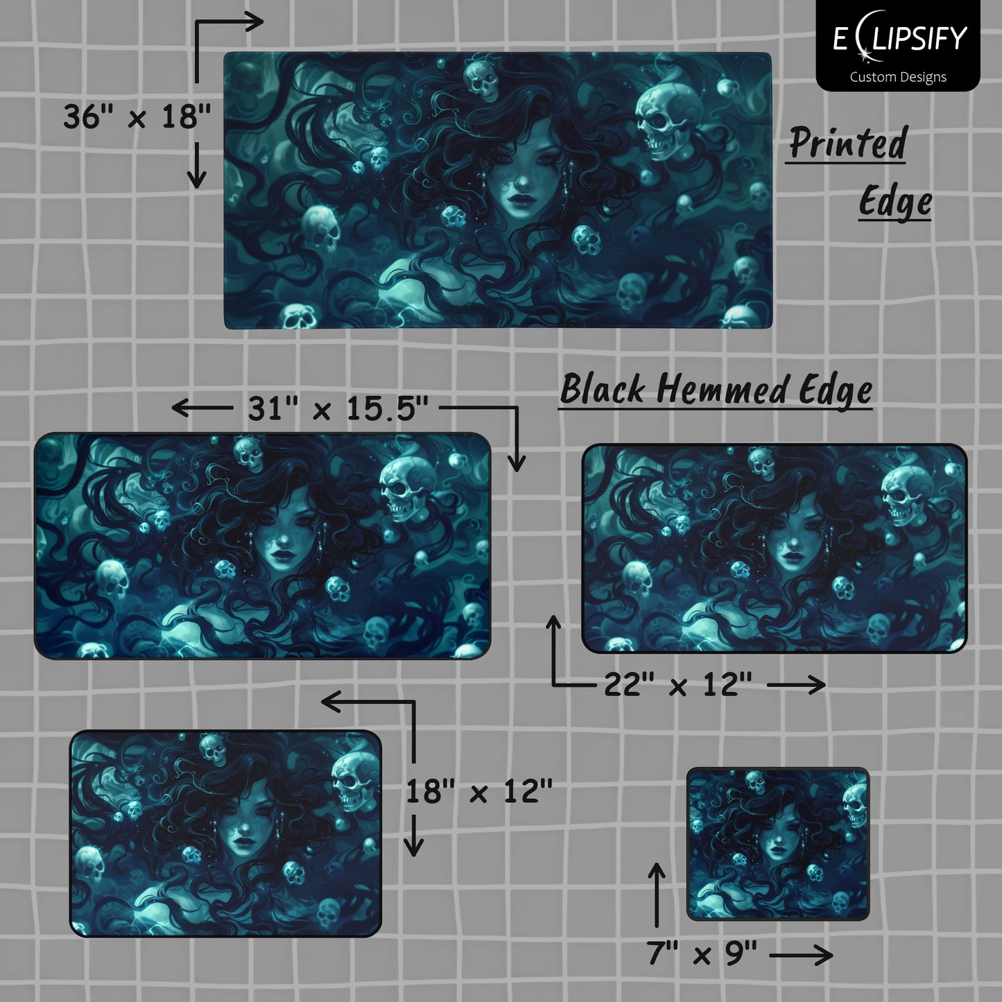 Stone Serpent: Medusa And Skulls Gaming Mouse Pad