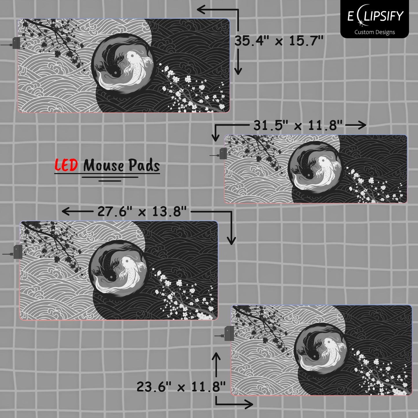 Symmetry in Serenity: Ying Yang Koi Fish Gaming Mouse Pad