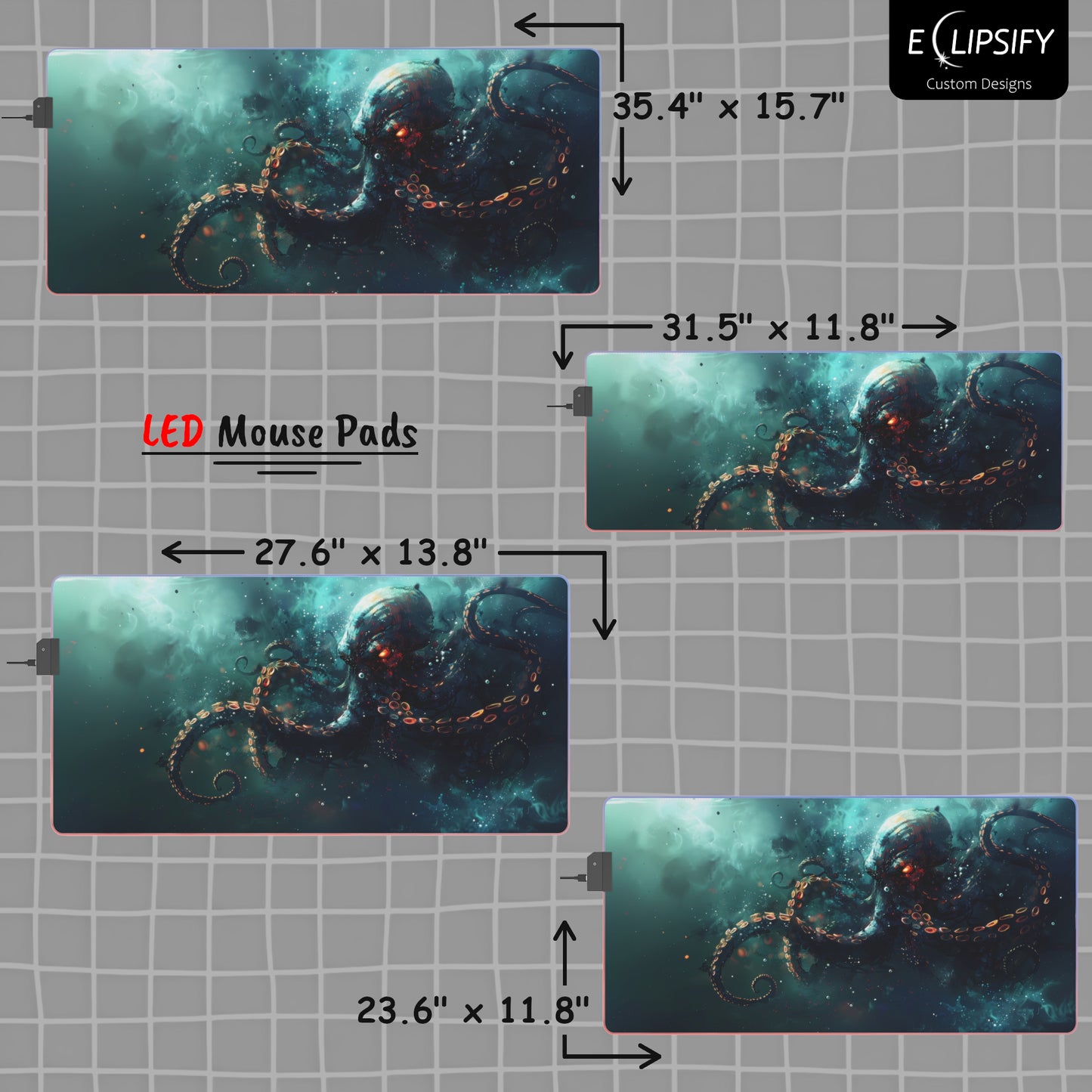 Depths Of Despair: Mythical Blue Kraken Gaming Mouse Pad