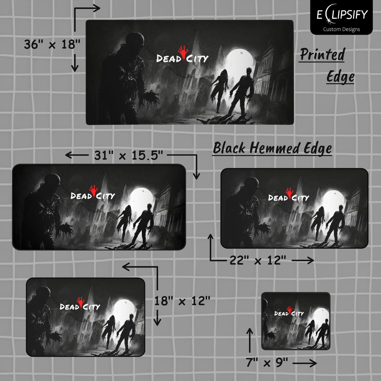 Dead City: Zombie Black Gaming Mouse Pad
