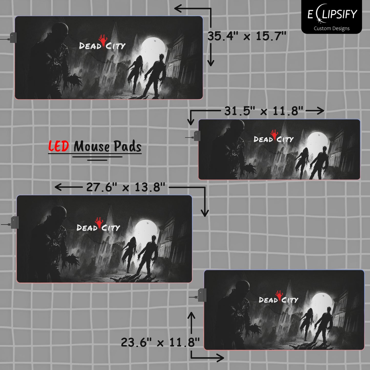 Dead City: Zombie Black Gaming Mouse Pad