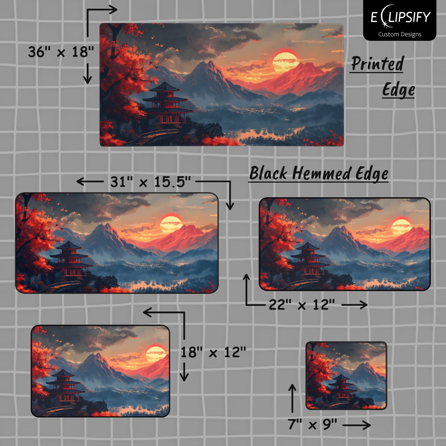 Sacred Zen: Japanese Pixel Art 8 Bit Landscape Gaming Mouse Pad