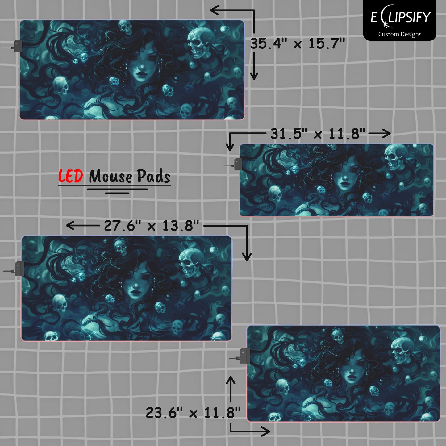 Stone Serpent: Medusa And Skulls Gaming Mouse Pad
