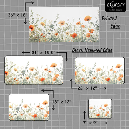Wild Bloom: Orange Wildflower Floral White Mouse Pad