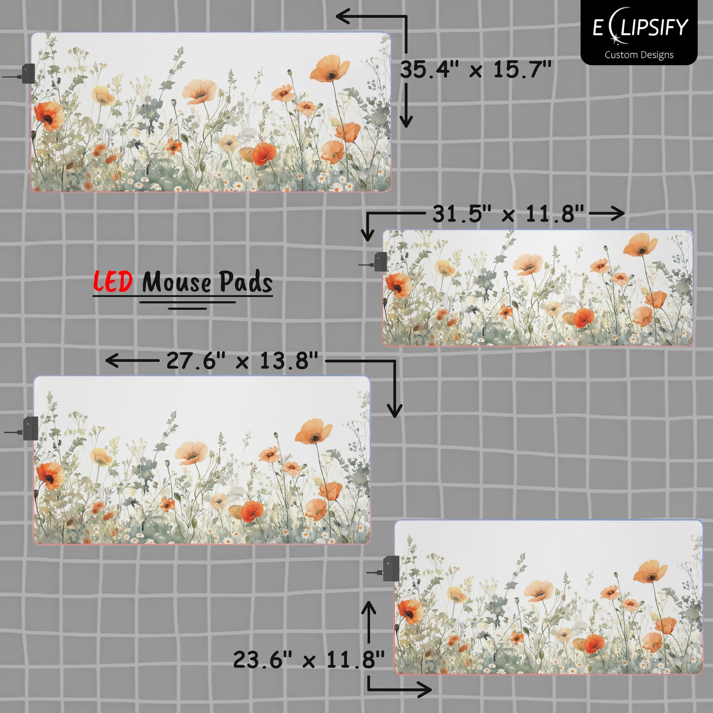 Wild Bloom: Orange Wildflower Floral White Mouse Pad