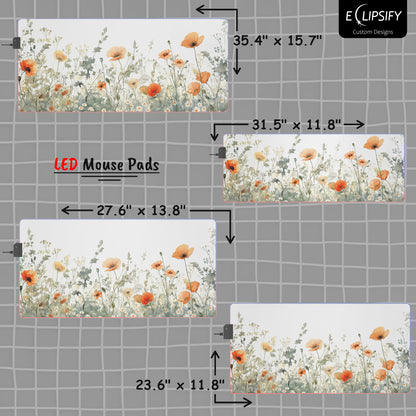 Wild Bloom: Orange Wildflower Floral White Mouse Pad