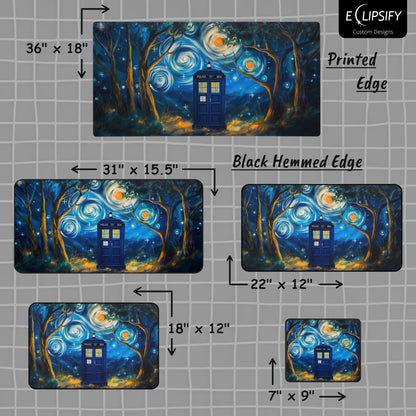 Starry Night Police Box Gaming Mouse Pad