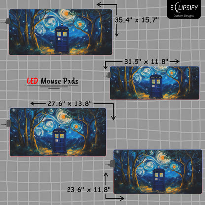 Starry Night Police Box Gaming Mouse Pad