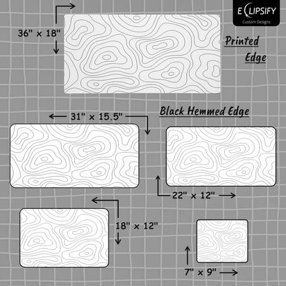Contour Canvas: White Topographic Pattern Gaming Mouse Pad