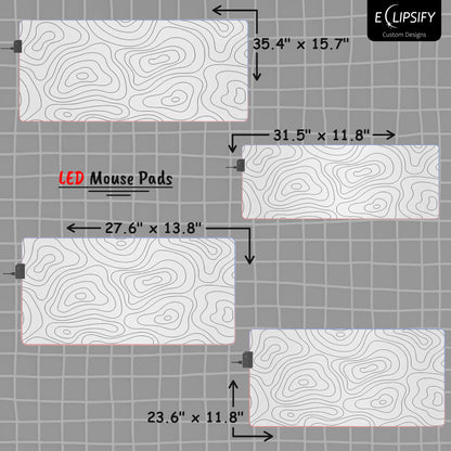 Contour Canvas: White Topographic Pattern Gaming Mouse Pad