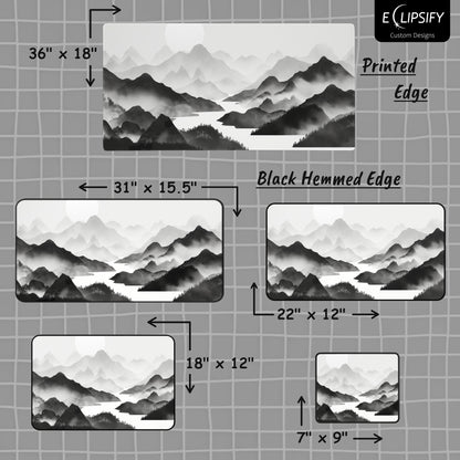 Silent Slopes: White And Grey Mountains Landscape Minimalist Mouse Pad