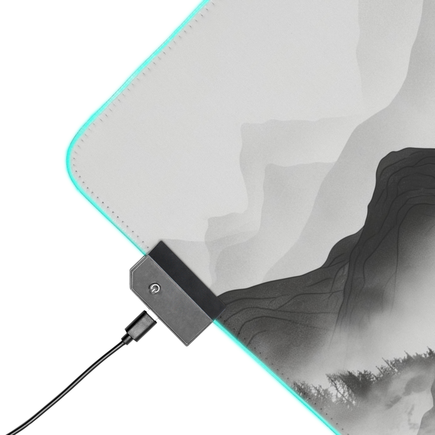 Silent Slopes: White And Grey Mountains Landscape Minimalist Mouse Pad