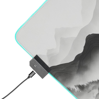 Silent Slopes: White And Grey Mountains Landscape Minimalist Mouse Pad