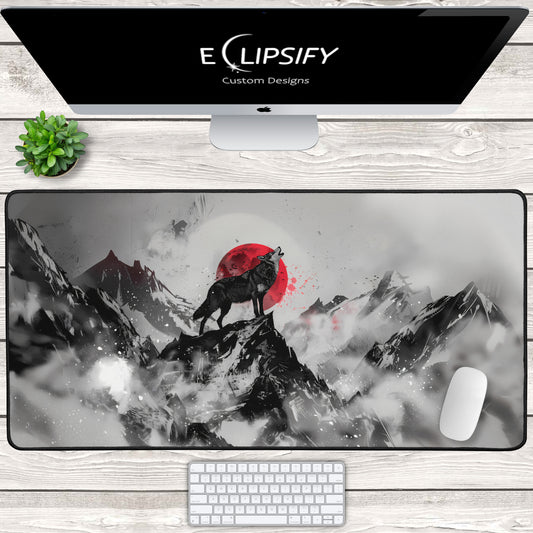 Blood Moon: Wolf Howling Gaming Mouse Pad