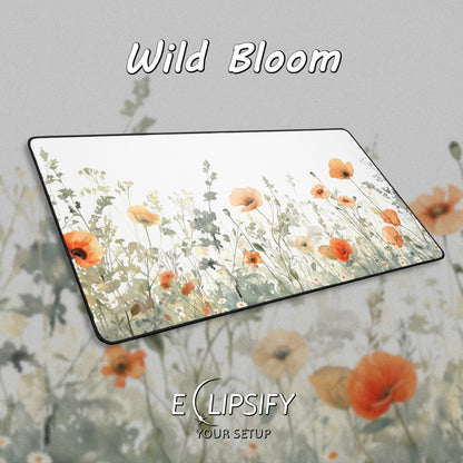 Wild Bloom: Orange Wildflower Floral White Mouse Pad