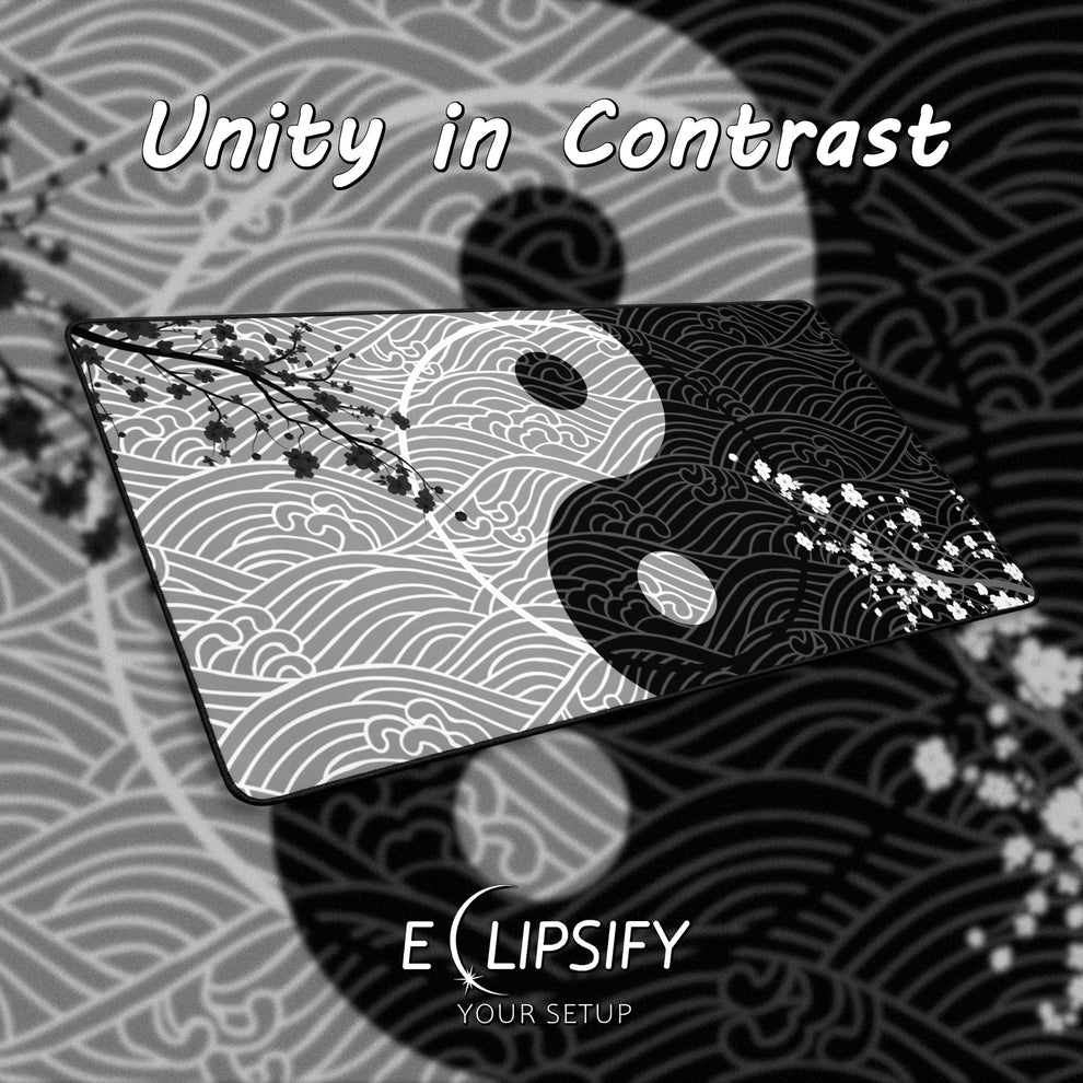 Unity in Contrast: Yin Yang Waves Gaming Mouse Pad – Eclipsify