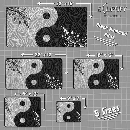 Unity in Contrast: Yin Yang Waves Gaming Mouse Pad