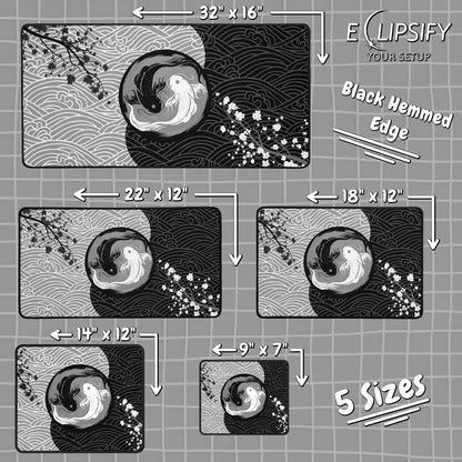 Symmetry in Serenity: Ying Yang Koi Fish Gaming Mouse Pad