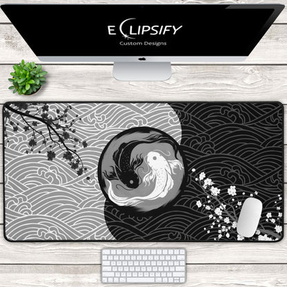 Symmetry in Serenity: Ying Yang Koi Fish Gaming Mouse Pad