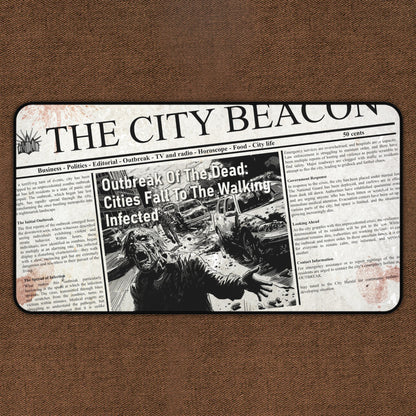 The City Beacon: Zombie Newspaper TCG Playmat